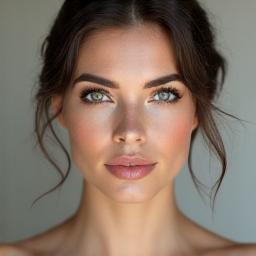 Braut mit klassisch europäischem Hochzeits-Make-up, sanft und zeitlos