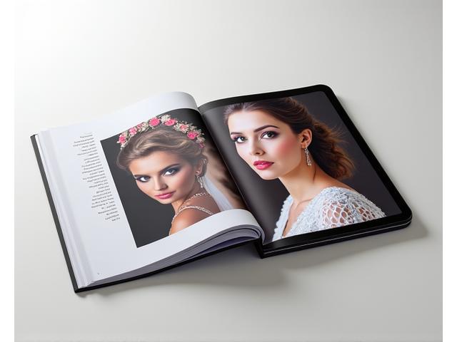 Professionelle Fotos von Braut-Make-up-Ergebnissen, die in einem Portfolio gezeigt werden